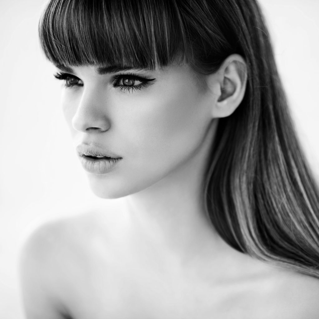 B&w Studio Shot Of Young Beautiful Woman